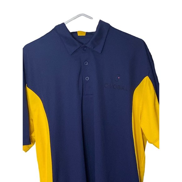 Sport Tek Polo Shirt Adult XL Yellow Navy Lightweight Rugby Golf Casual Mens - Picture 2 of 9